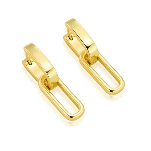 ALEXCRAFT Boucles d'oreille Femme Argent 925 Platine, Créole Double, Boucles d'oreille Pendantes Carré/Ovales/Cœur, Hypo — Rrectangulaires-argent