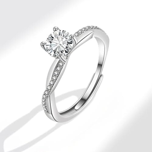 JEYORZY Bague Argent Femme Reglable, Alliance et Bague de Fiancailles, pour Femme en Zircone Cubique, Cadeau de Bijoux S