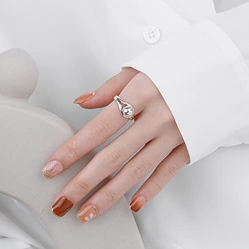 IMINI Bague ouverte en argent sterling 925 - Minimaliste et réglable - Pour femme - Idéale pour cadeau d'anniversaire ou