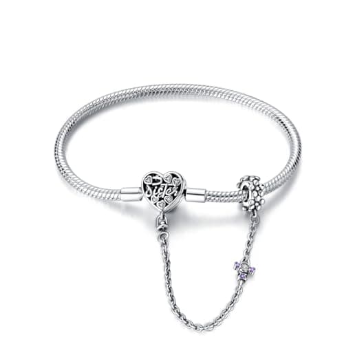 Bracelet Pandora Femme Charmes Coeur Ortie Argent 925 Cadeau Noël Anniversaire Mères — PAB008