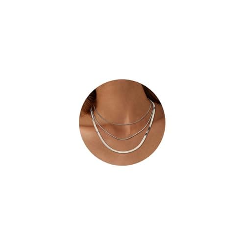 Adramata 3 Pieces Colliers Réglables Or Argent Femme Boho Colliers Perle Usine Recycled Standard 100 — Argent1-styleb