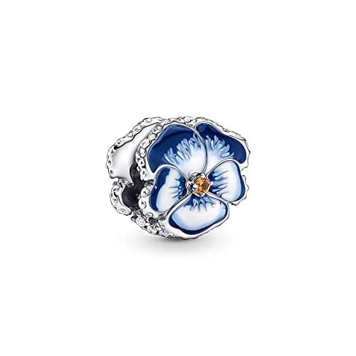 Pendentif Lkwidi Femme Charms Argent Sterling 925 Famille Amour Animaux Zircon Cubique Femmes Bracelet — Blue Pansy Flower