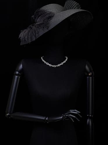 Collier COOLSTEELANDBEYOND Femme Acier Inoxydable Lourd Ovale Chaîne Design, Chaîne Maillons Déclaration Déclaration Col