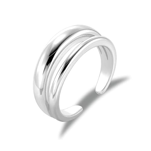 AlexCraft Bague Femme Or/Hypoallergéniques Épais Ajustable 14K Plaqué, Bague Empilables Goutte d'Eau Chunky pour Femme — J-ARGENT