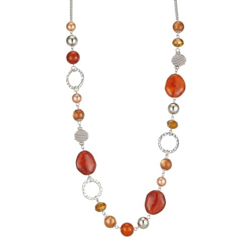 Colliers en perles pour femme - Bijoux Bohémiens en argent avec cristaux - Idée de cadeau fête des mères — Café rouge
