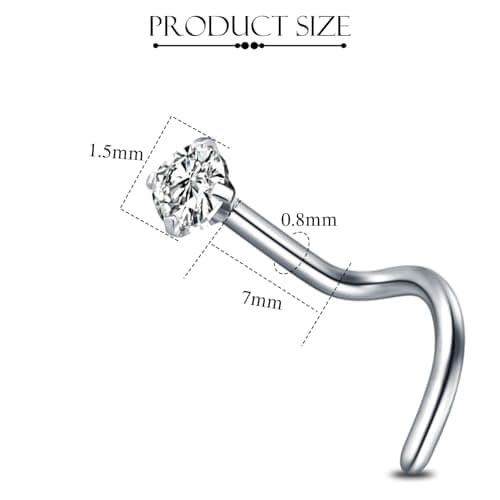 AceFun Piercing nez titane G23 pour femmes et hommes avec cubique zircone 2mmdiamond formé Lbijouxbijoux de nez