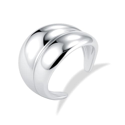 AlexCraft Bague Femme Or/Hypoallergéniques Épais Ajustable 14K Plaqué, Bague Empilables Goutte d'Eau Chunky pour Femme — E-argent