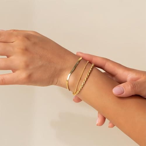 bracelets huzna femme plaque acier inoxydable serpent ensemble argent or