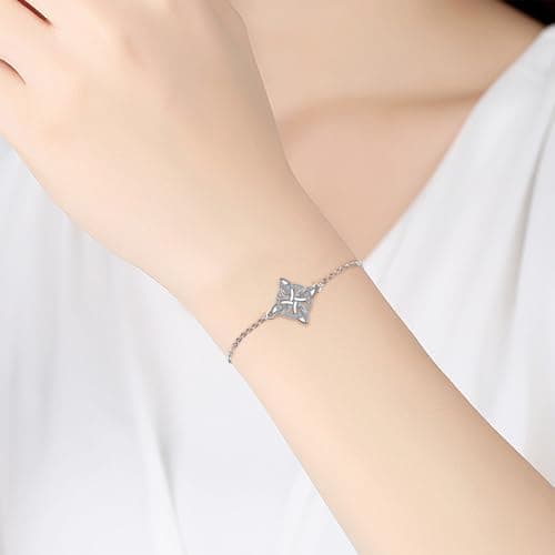 Yinsen Femme Bijou Bracelet Argent Sterling 925 Coeur Pendentif 17+4 cm Noël Anniversaire Cadeau Femmes Filles Soeurs
