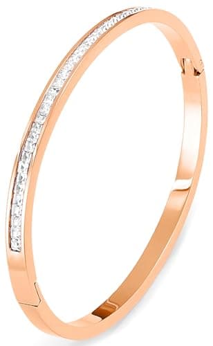 Tidefire Bracelet en Acier Inoxydable et Titane Cubique Zirconium Plaqué Or 18K pour Femmes - Unique Design Mode — 689 Rose Doré