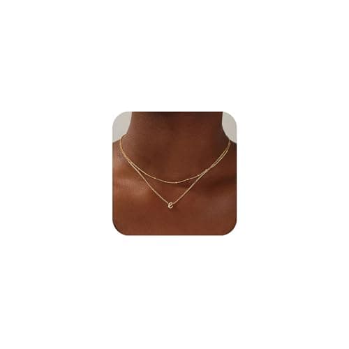 Collier DOUBLE TINGN Or 14K, Pendentif PERSONNALISÉ Lettre A-Z, Idée CADEAU Anniversaire Fille, Fête des Mères, Saint Va