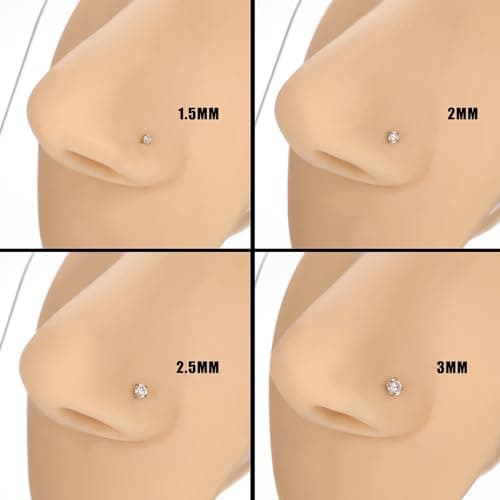 YADOCA Piercings Nez 4 Pièces Acier Chirurgical 316L Rond Zircone Cubique Or Piercings de Nez Bijoux
