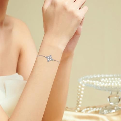 Yinsen Femme Bijou Bracelet Argent Sterling 925 Coeur Pendentif 17+4 cm Noël Anniversaire Cadeau Femmes Filles Soeurs