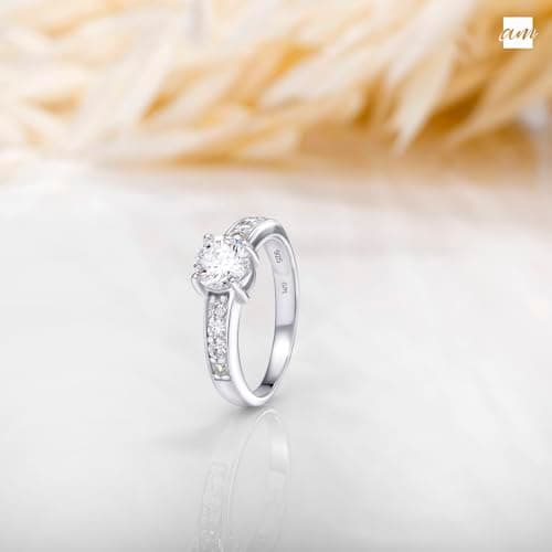 Amberta Bagues de Fiançailles en Argent Sterling 925 pour Femme avec Zircone | Bague de Mariage Diamant Simulé | Bague S
