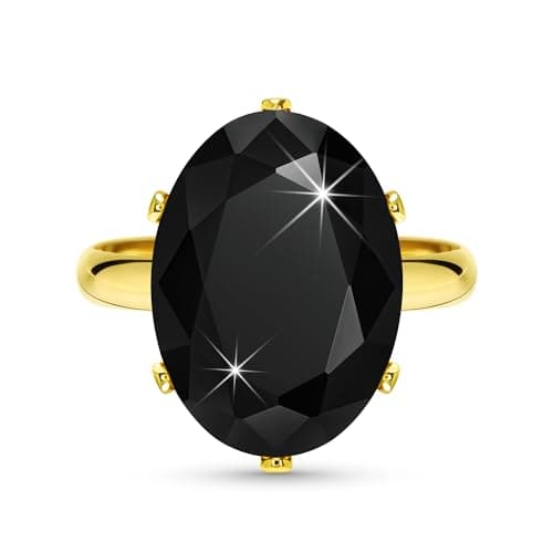 Linawe Bague Ajustable en Diamant Synthétique Moissanite pour Femme, Grande Bague en Cuivre en Trois Nuances d'Or, Or Ro — Or jaune,Noirs