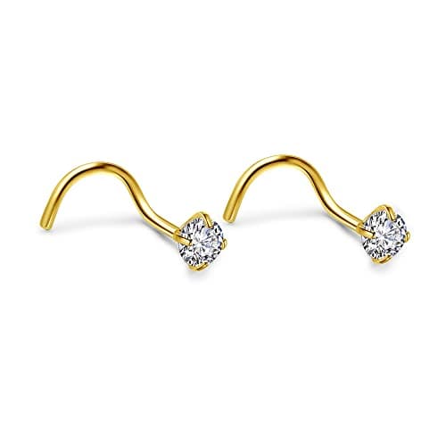 PiercingJ - Anneau Boucle de Nez Septum Acier Inoxydable | Bijoux de Corps Zircon Cristal Arc Courbe Spirale | Hommes et