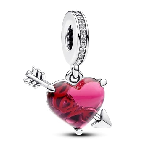 Amuefer 925 argent charms bracelet collier pendentif perles charmé papillons, amour, cadeaux pour mère anniversaire, tor — F-Amore Rosso & Freccia di Cupido