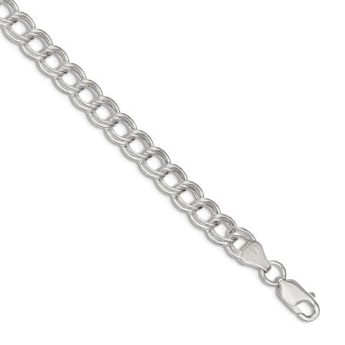 Bracelet en argent sterling 925 poli à double maillon pour femme|Serti de breloques|Scène de homard de 7 mm|Style classi