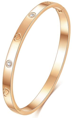 Tidefire Bracelet en Acier Inoxydable et Titane Cubique Zirconium Plaqué Or 18K pour Femmes - Unique Design Mode — 084 Amour Rose Doré