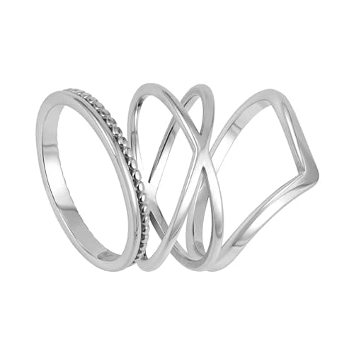 BONNYBIRD Lot de Bagues Femme en Acier Inoxydable Résistant à l'Eau BonnyClassic pour Femmes Occasions Spéciales — BonnyClassic Argent