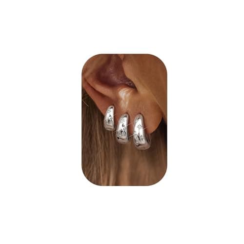 Adramata Boucles d'Oreilles Creole Plaqué Or 14K Femme - Hypoallergénique et Éco-responsable | Argent Fantaisie Gros Pér — WhiteCZ-Argent