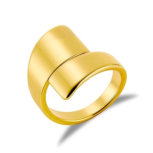 AlexCraft Bague Femme Or/Hypoallergéniques Épais Ajustable 14K Plaqué, Bague Empilables Goutte d'Eau Chunky pour Femme — K-OR