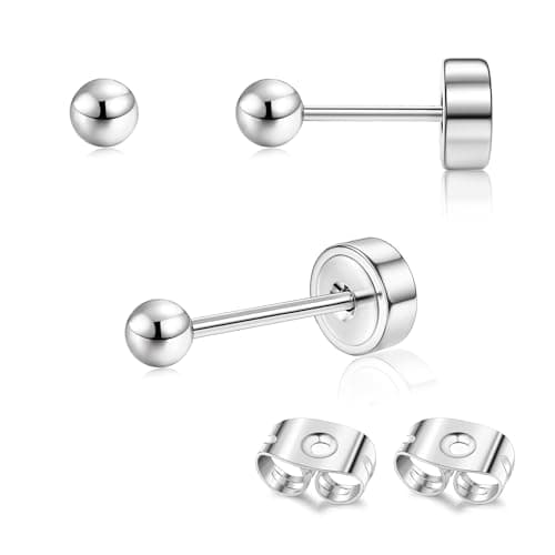 Adramata Or 14 Carats Boucles d'Oreilles Titanium Homme Femme Standard 100 Pulitzer — Argent-Bille : 3 MM