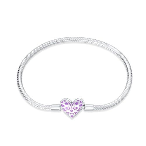 Bracelet en argent sterling 925 femme avec fermoir coeur Saint Valentin CMB051 — PAB004