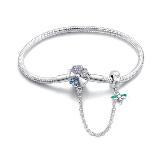 Bracelet en argent sterling 925 femme avec fermoir coeur Saint Valentin CMB051 — PAB019