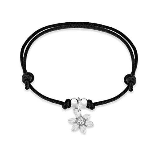 Bracelet en argent sterling 925 femme avec charmes de Toscane - Accessoire de mode mulher — Noir