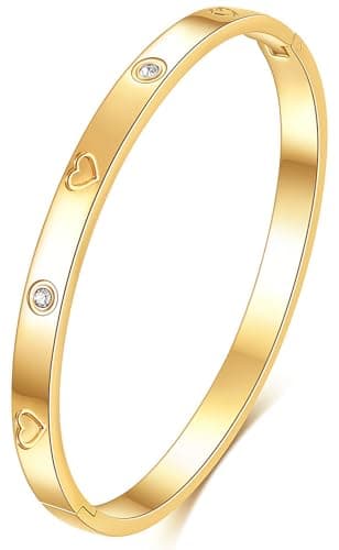 Tidefire Bracelet en Acier Inoxydable et Titane Cubique Zirconium Plaqué Or 18K pour Femmes - Unique Design Mode — 084 Amour Doré