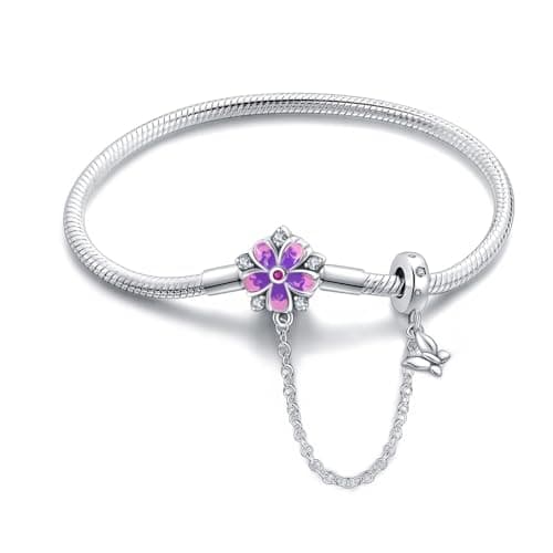 Bracelet en argent sterling 925 femme avec fermoir coeur Saint Valentin CMB051 — PAB021