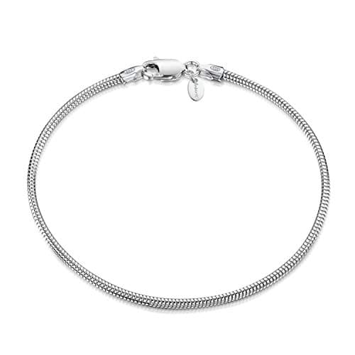 Amberta Bijoux - Bracelet en argent 925 - Chaîne maille serpent - Largeur 1,9 mm - Longueur 18/19/20 cm - AccessoireMode