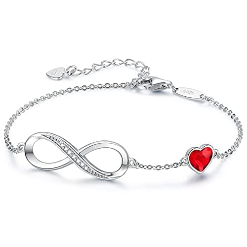 Bracelet LOUISA SECRET Femme Argent 925 Infini Noël Anniversaire Maman — Argent + rouge