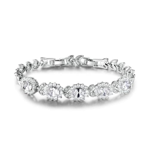 bracelet de princesse Diana femme or plaqué/cubique zircon faisant office de bijou aria 18k 0,5ct — Plaqué Platine