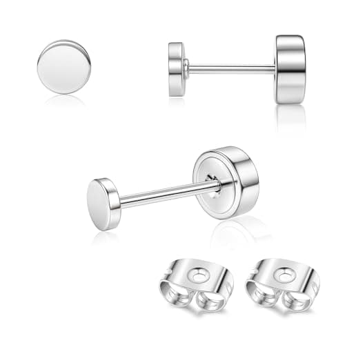 Adramata Or 14 Carats Boucles d'Oreilles Titanium Homme Femme Standard 100 Pulitzer — Argent-Ronde : 3 MM