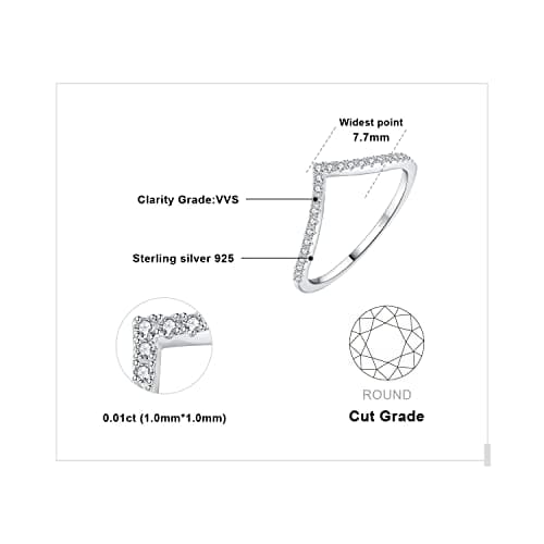 Bague Forme V Love Cubic Zirconia 925 Or Simulé Diamant Fiançailles