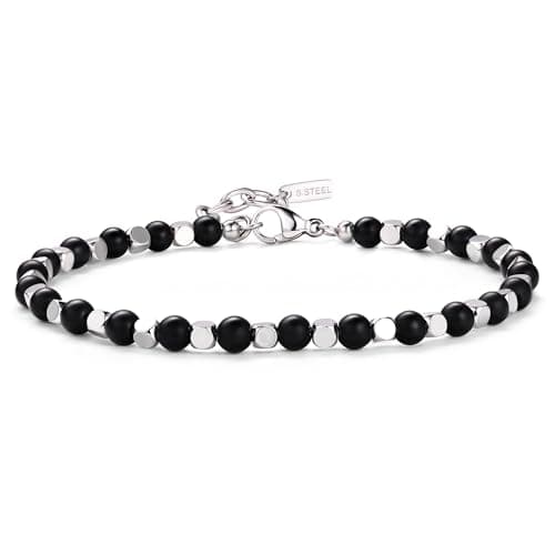 Bracelet Chriscoco Homme Femme Perle Pierre Naturelle Turquoise Oeil de Tigre 4MM Argent Acier Inoxydable Modeㇼ fashiona