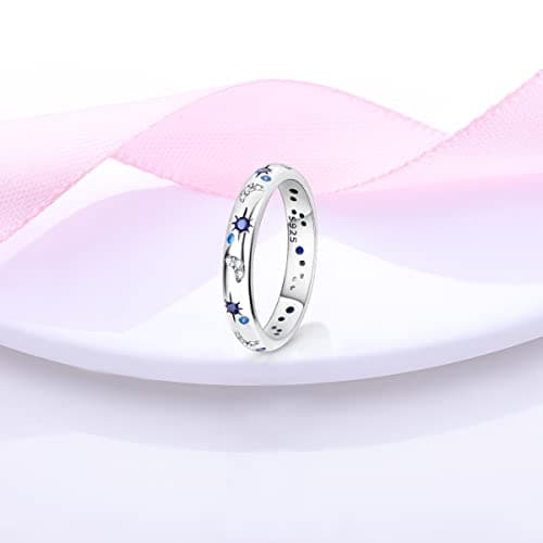 NARMO 925 argent sterling bijou lunaire étoile anneau mauvais oeil coloré zircone cubique femme vintage déclaration tail