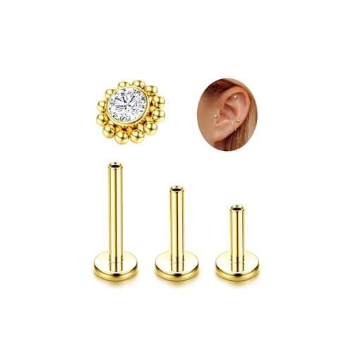 Adramata G23 Titane Piercing - Hypoallergénique pour Piercing Tragus et Helix - Femmes - Accessoires deMode Body Jewelry — Or-Fleur