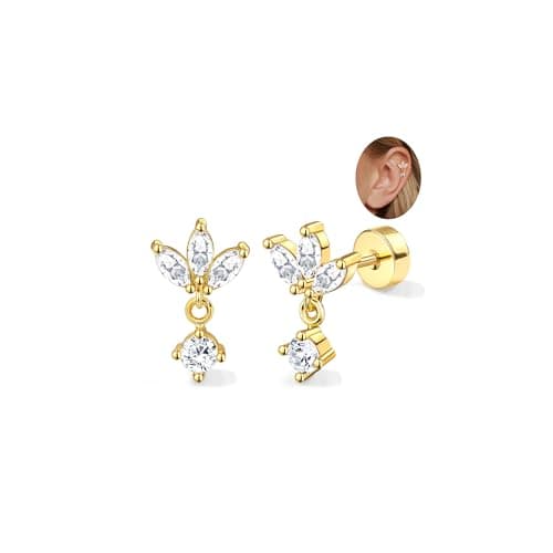 Adramata Acier Inoxydable Piercing Femmes Conch Tragus Helix 16G Argent Hypoallergénique Recycled Standard 100 — Or-Ppampille