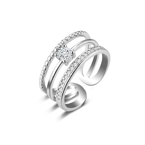 ALEXCRAFT Bague Argent 925 Femme Élégante et Hypoallergénique, Cadeaux de Bijoux pour Fille, Mère et Copine — K-argent