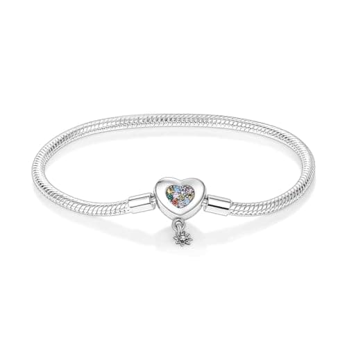 Bracelet en argent sterling 925 femme avec fermoir coeur Saint Valentin CMB051 — KJB007