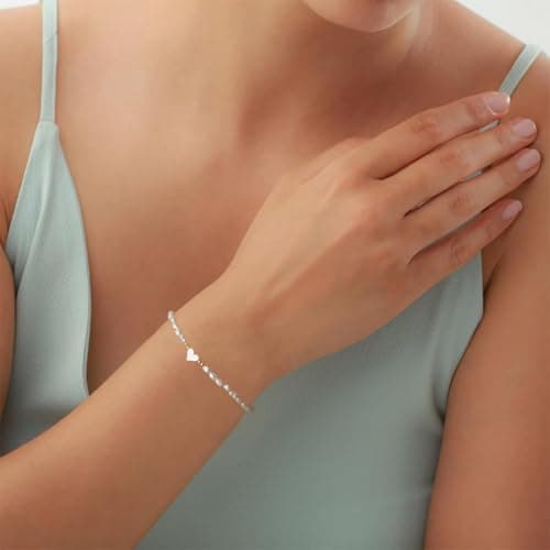 Bracelet perles Love Heart en pierres précieuses pour femme Occasions spéciales Bijou simple et chic 8mm