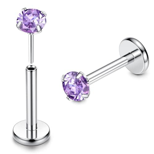 Adramata G23 Titane Piercing pour Tragus Homme Femme 16G 100% Recyclé — Violet