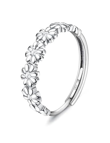 Milacolato Bague Argent 925 Femme Statement Ajustable Jaune/Rose Zircon Cubique Bague Fine pour Femme Fille reopened cla — Blanc