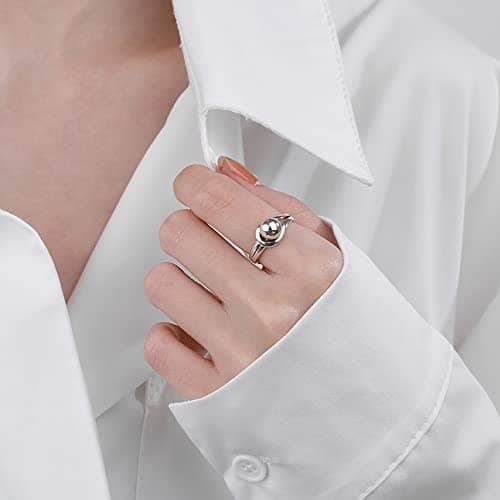 IMINI Bague ouverte en argent sterling 925 - Minimaliste et réglable - Pour femme - Idéale pour cadeau d'anniversaire ou