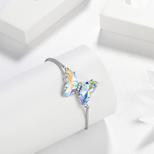 Aurora Tears Butterfly Heart Necklace Femme 925 argent Sterling Joyaux pour Femmes Événements Spéciaux et Journées Spéci