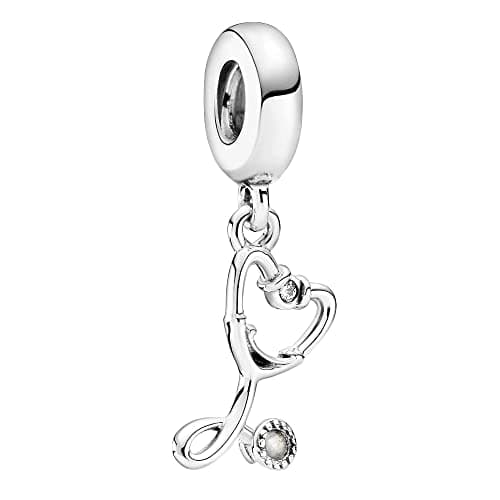 Pendentif Lkwidi Femme Charms Argent Sterling 925 Famille Amour Animaux Zircon Cubique Femmes Bracelet — Stethoscope Dangle