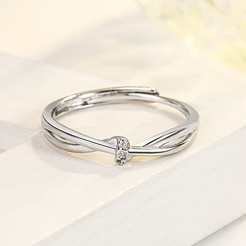 Bague Argent 925 Ajustable Femme KONFEN, Bijoux Zircon Pour Femme Fille, Bague Ouverte Reglable Orteil